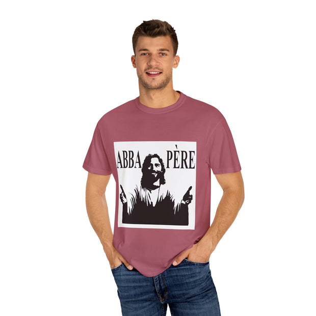 Unisex Garment-Dyed T-shirt with Abba Père Atom Inspired Graphic