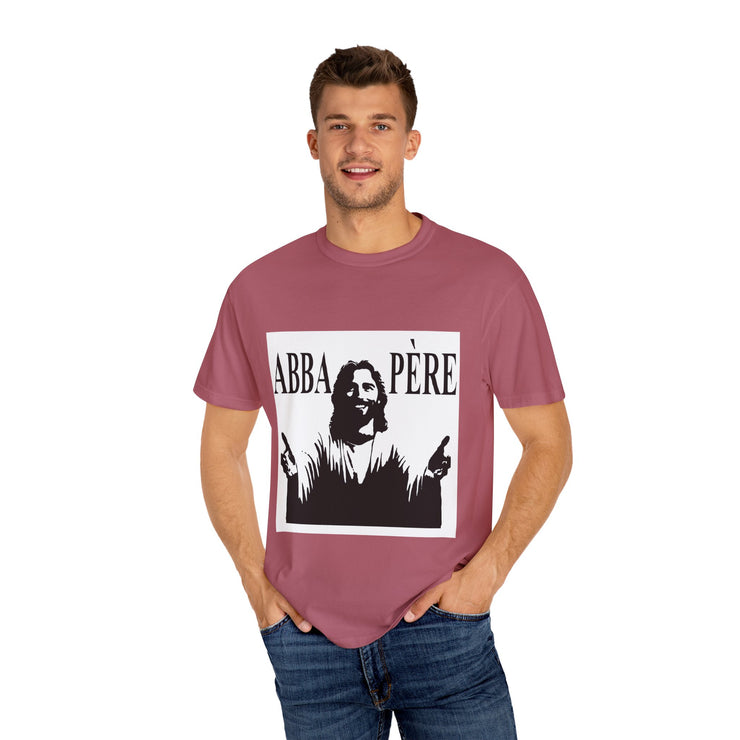 Unisex Garment-Dyed T-shirt with Abba Père Atom Inspired Graphic