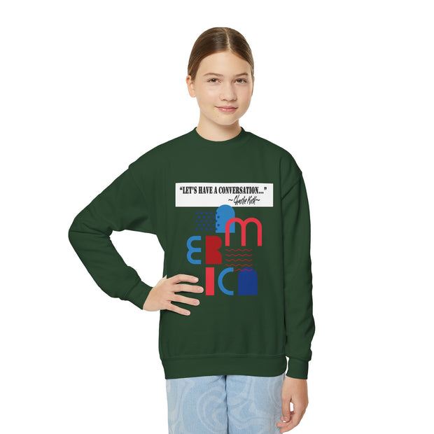 Charlie Kirk- Let's have a conversation-Youth Crewneck Sweatshirt