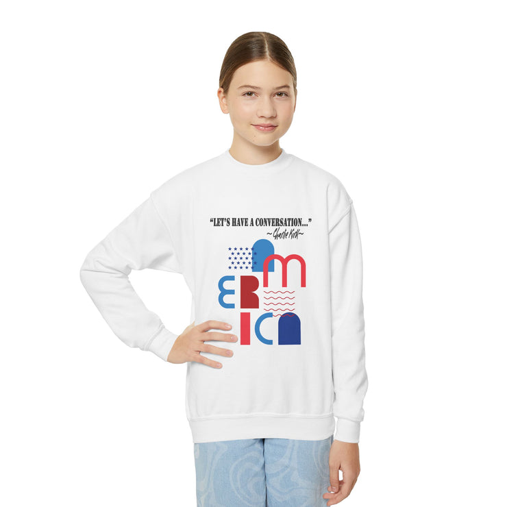 Charlie Kirk- Let's have a conversation-Youth Crewneck Sweatshirt