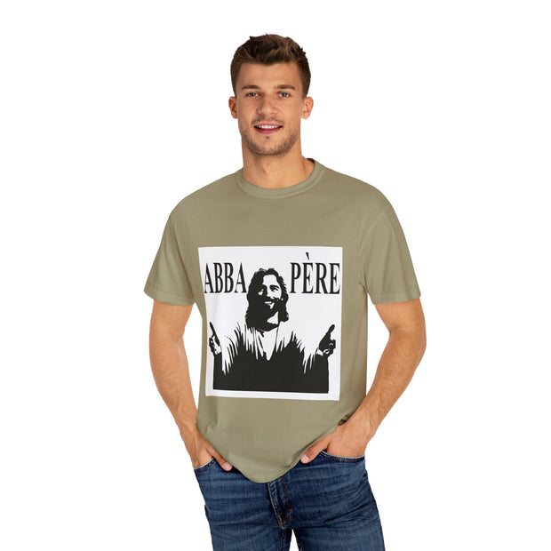 Unisex Garment-Dyed T-shirt with Abba Père Atom Inspired Graphic
