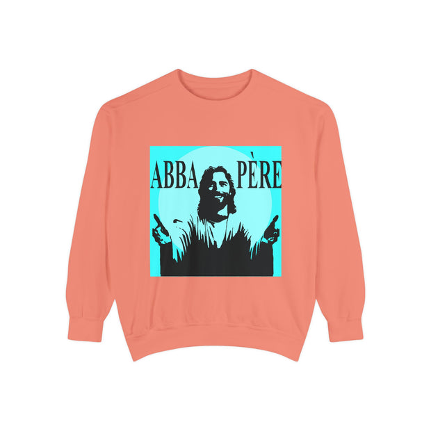 Retro Garment-Dyed Sweatshirt with 'Abba Père' Design