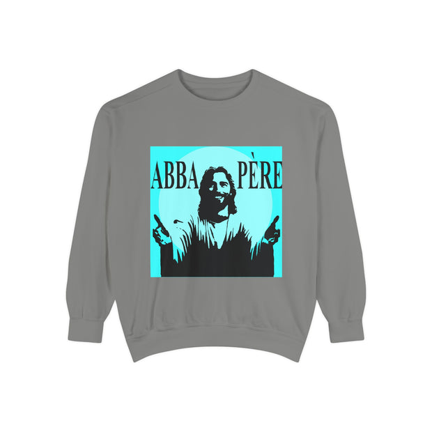 Retro Garment-Dyed Sweatshirt with 'Abba Père' Design