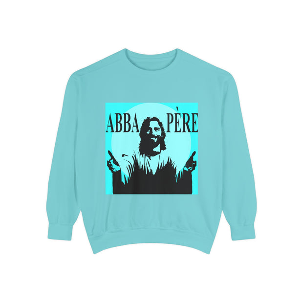 Retro Garment-Dyed Sweatshirt with 'Abba Père' Design
