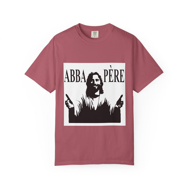 Unisex Garment-Dyed T-shirt with Abba Père Atom Inspired Graphic