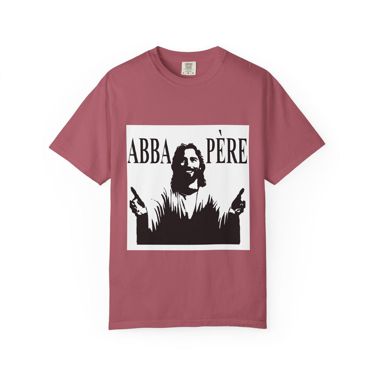 Unisex Garment-Dyed T-shirt with Abba Père Atom Inspired Graphic