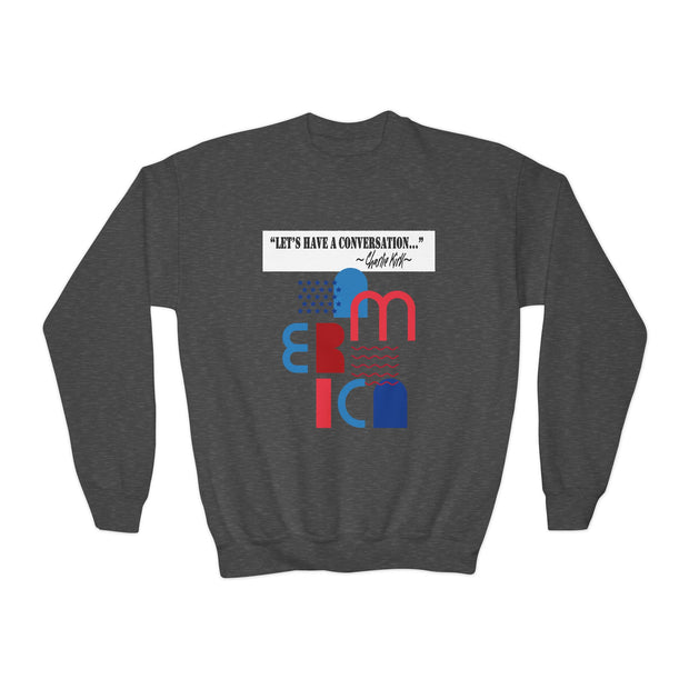 Charlie Kirk- Let's have a conversation-Youth Crewneck Sweatshirt