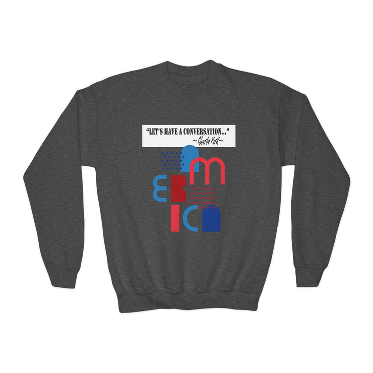 Charlie Kirk- Let's have a conversation-Youth Crewneck Sweatshirt