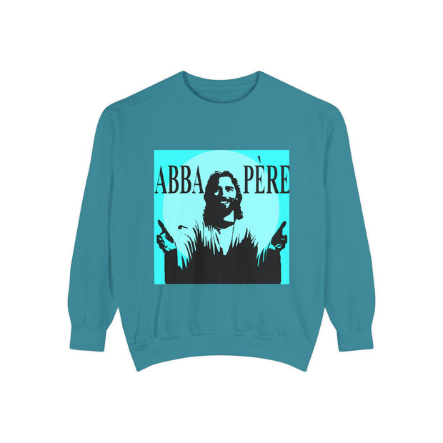 Retro Garment-Dyed Sweatshirt with 'Abba Père' Design