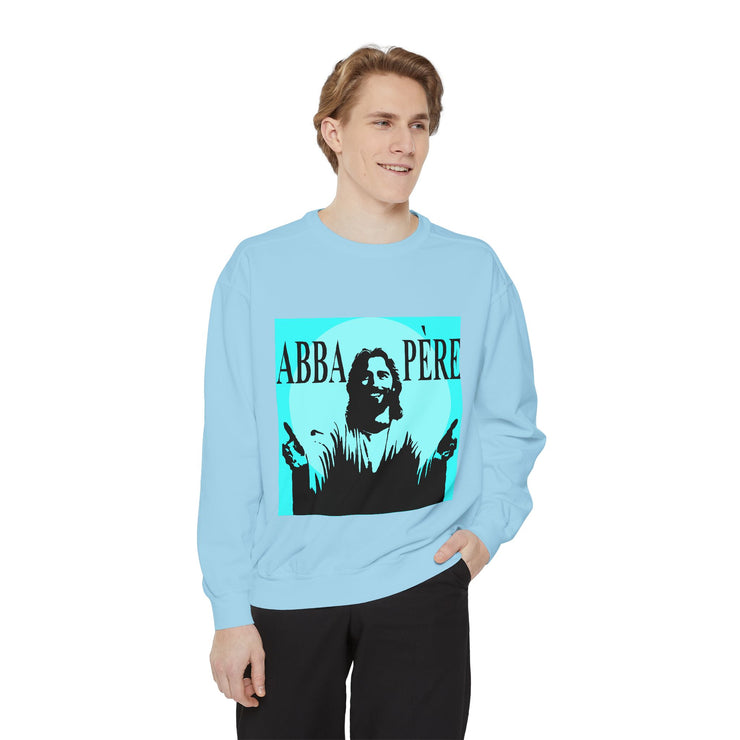 Retro Garment-Dyed Sweatshirt with 'Abba Père' Design