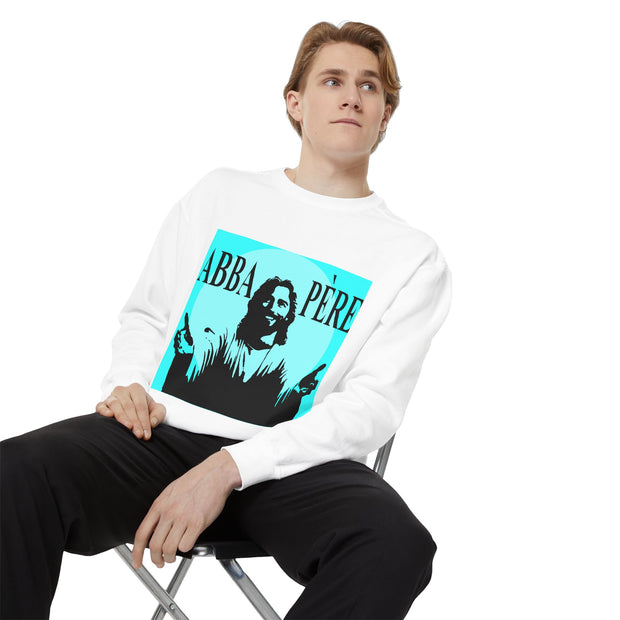 Retro Garment-Dyed Sweatshirt with 'Abba Père' Design