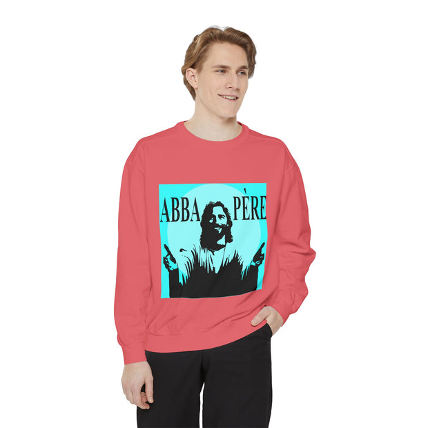 Retro Garment-Dyed Sweatshirt with 'Abba Père' Design