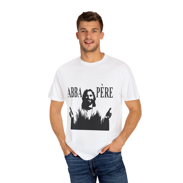 Unisex Garment-Dyed T-shirt with Abba Père Atom Inspired Graphic