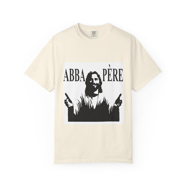 Unisex Garment-Dyed T-shirt with Abba Père Atom Inspired Graphic