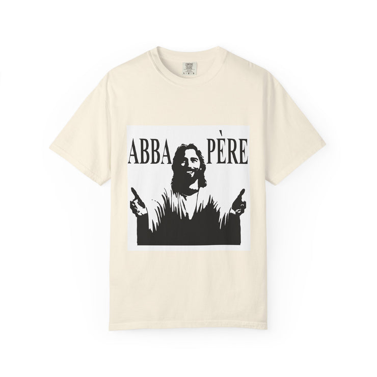 Unisex Garment-Dyed T-shirt with Abba Père Atom Inspired Graphic