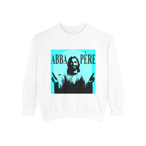 Retro Garment-Dyed Sweatshirt with 'Abba Père' Design
