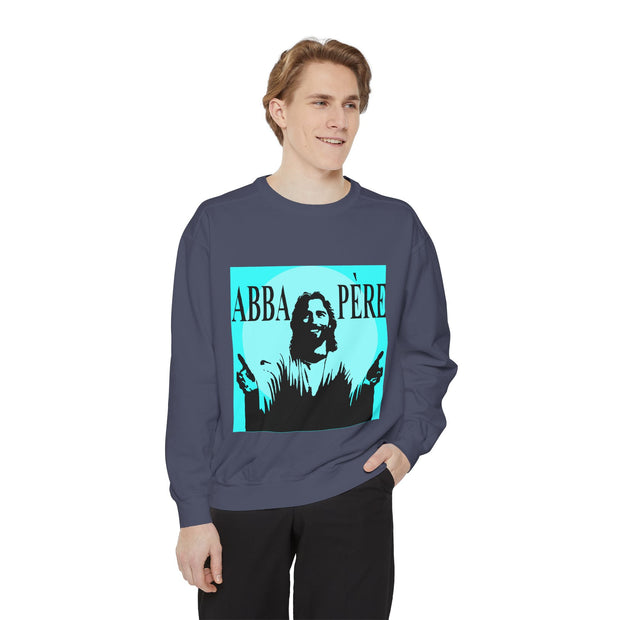 Retro Garment-Dyed Sweatshirt with 'Abba Père' Design