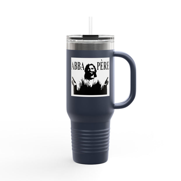 40oz Insulated Travel Mug - Abba Père Christian Graphic, Elegant Design