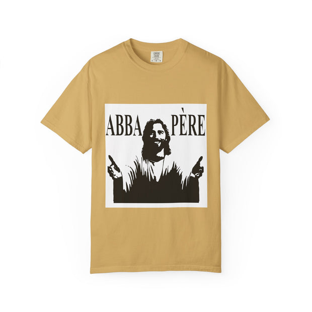 Unisex Garment-Dyed T-shirt with Abba Père Atom Inspired Graphic