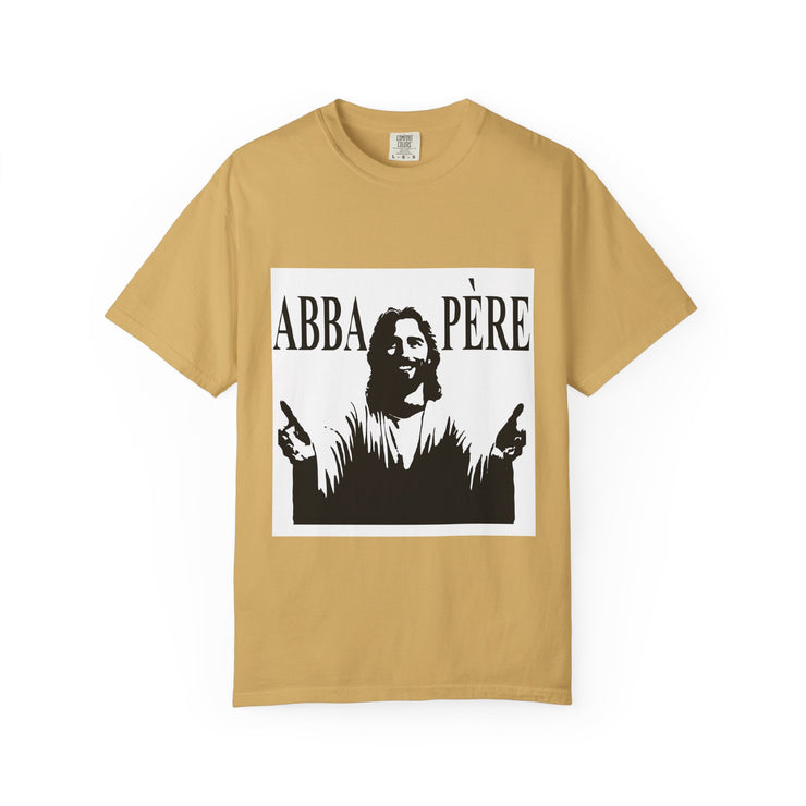 Unisex Garment-Dyed T-shirt with Abba Père Atom Inspired Graphic