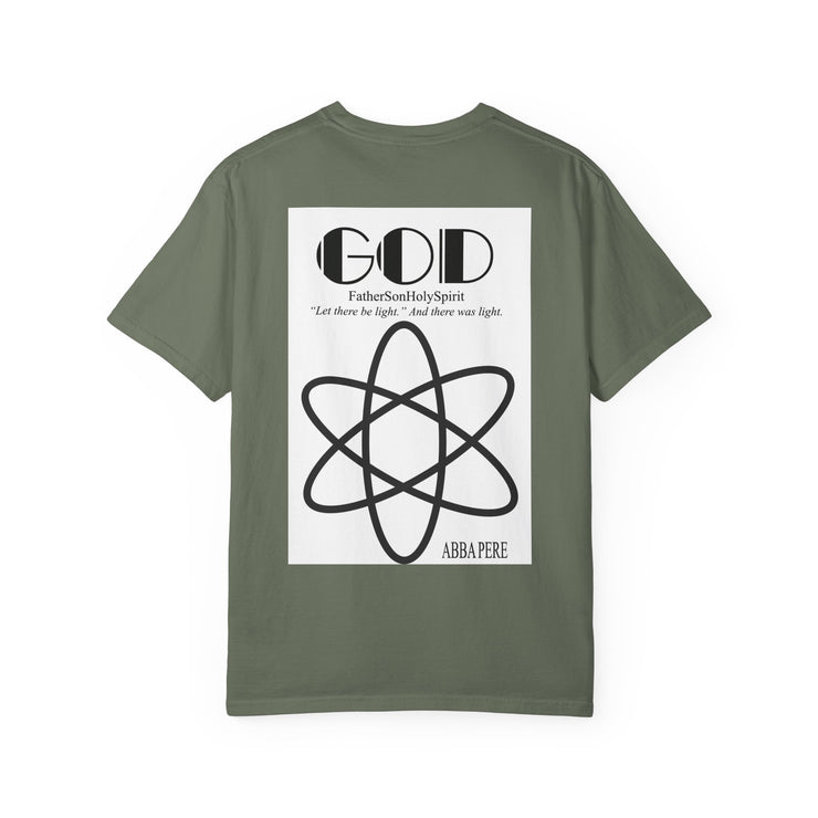 Unisex Garment-Dyed T-shirt with Abba Père Atom Inspired Graphic