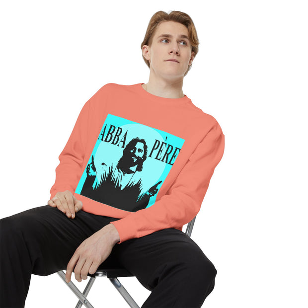 Retro Garment-Dyed Sweatshirt with 'Abba Père' Design