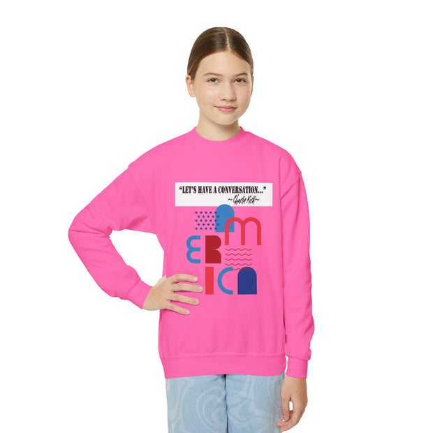 Charlie Kirk- Let's have a conversation-Youth Crewneck Sweatshirt