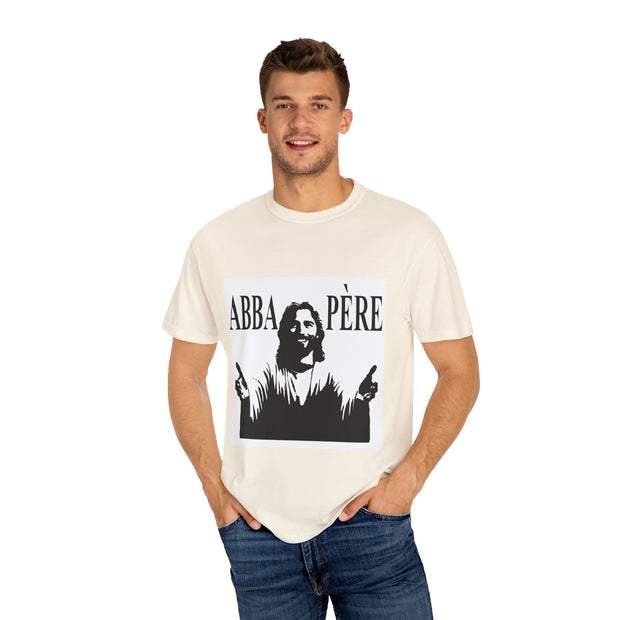 Unisex Garment-Dyed T-shirt with Abba Père Atom Inspired Graphic