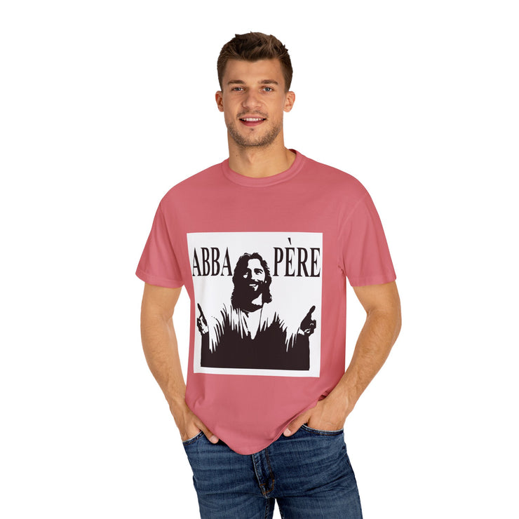 Unisex Garment-Dyed T-shirt with Abba Père Atom Inspired Graphic