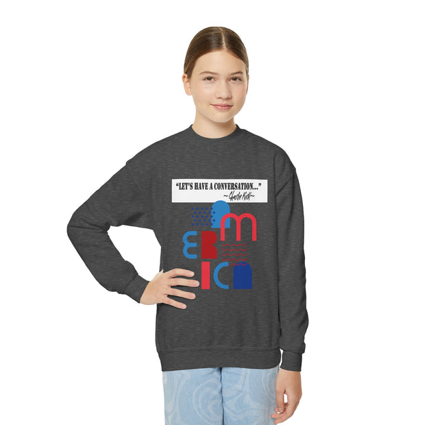 Charlie Kirk- Let's have a conversation-Youth Crewneck Sweatshirt
