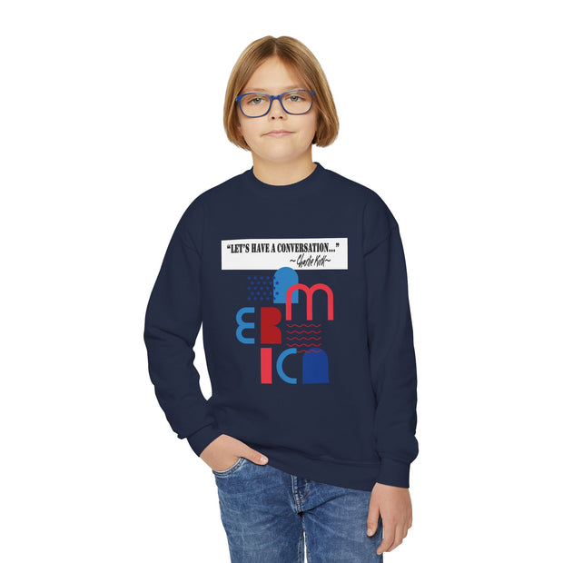 Charlie Kirk- Let's have a conversation-Youth Crewneck Sweatshirt