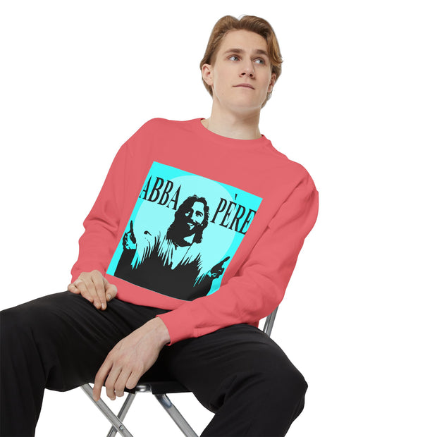 Retro Garment-Dyed Sweatshirt with 'Abba Père' Design