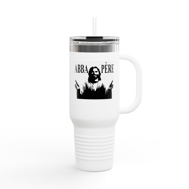 40oz Insulated Travel Mug - Abba Père Christian Graphic, Elegant Design