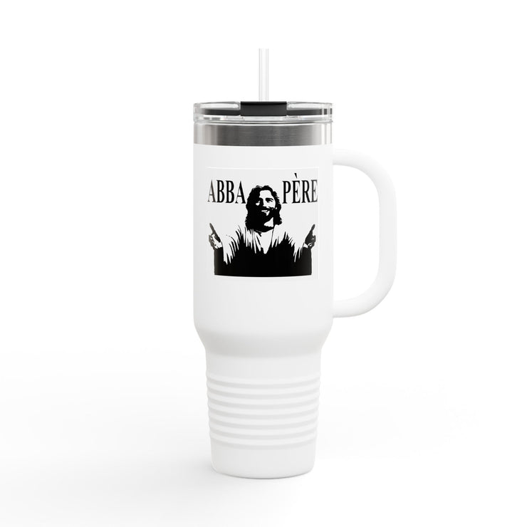 40oz Insulated Travel Mug - Abba Père Christian Graphic, Elegant Design