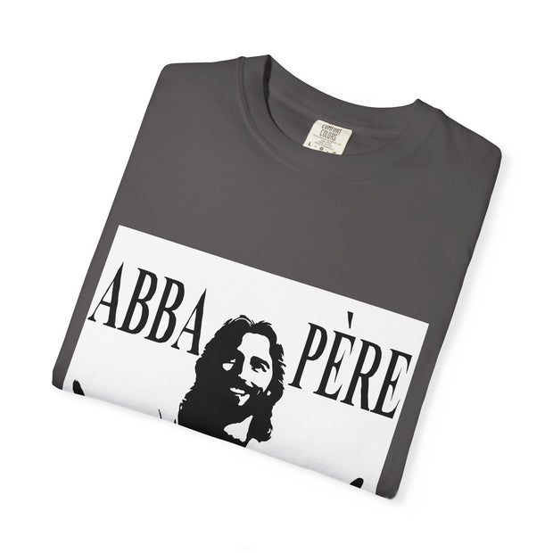 Unisex Garment-Dyed T-shirt with Abba Père Atom Inspired Graphic