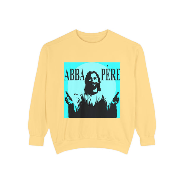 Retro Garment-Dyed Sweatshirt with 'Abba Père' Design