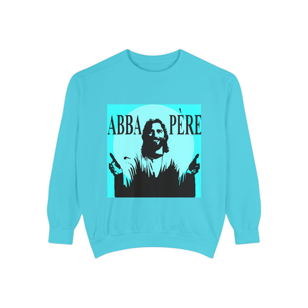 Retro Garment-Dyed Sweatshirt with 'Abba Père' Design