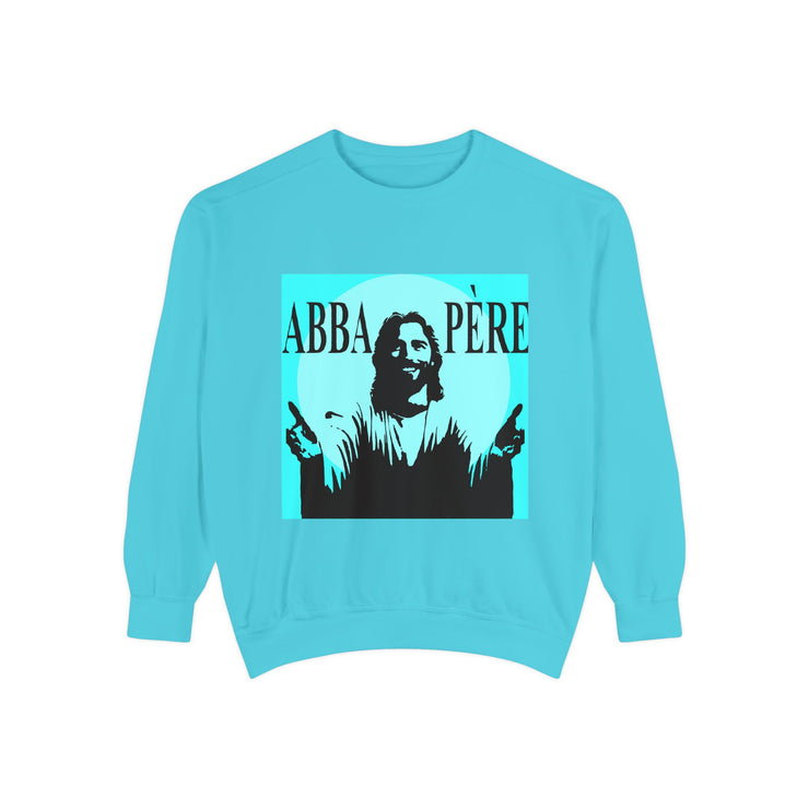 Retro Garment-Dyed Sweatshirt with 'Abba Père' Design