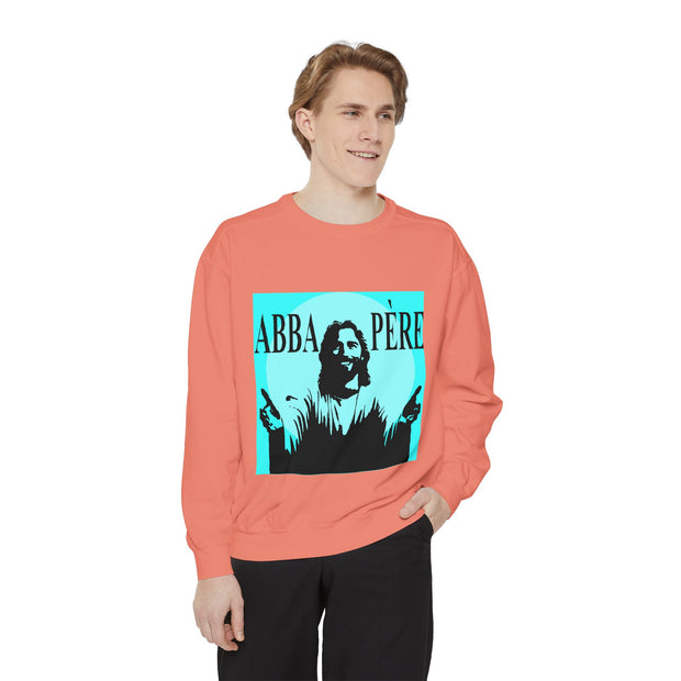 Retro Garment-Dyed Sweatshirt with 'Abba Père' Design