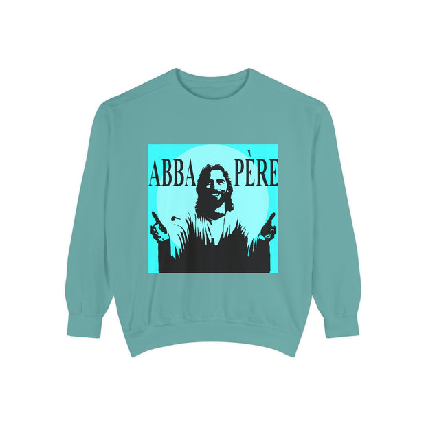 Retro Garment-Dyed Sweatshirt with 'Abba Père' Design