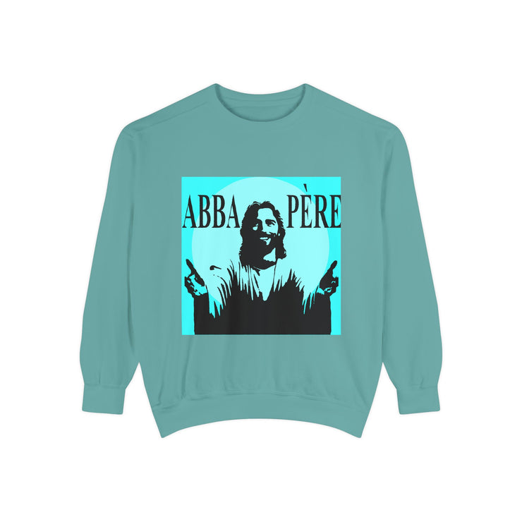 Retro Garment-Dyed Sweatshirt with 'Abba Père' Design