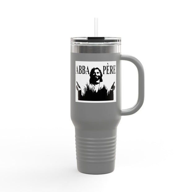 40oz Insulated Travel Mug - Abba Père Christian Graphic, Elegant Design