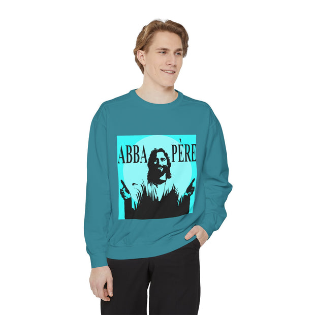 Retro Garment-Dyed Sweatshirt with 'Abba Père' Design