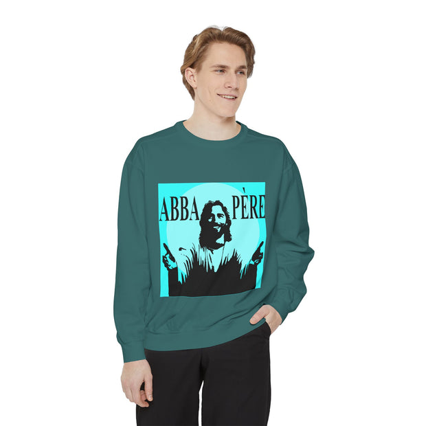 Retro Garment-Dyed Sweatshirt with 'Abba Père' Design