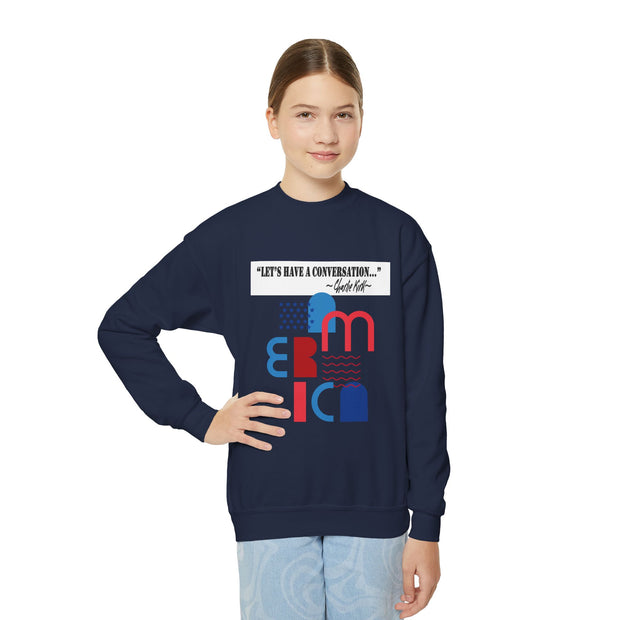 Charlie Kirk- Let's have a conversation-Youth Crewneck Sweatshirt