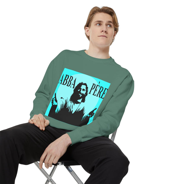 Retro Garment-Dyed Sweatshirt with 'Abba Père' Design