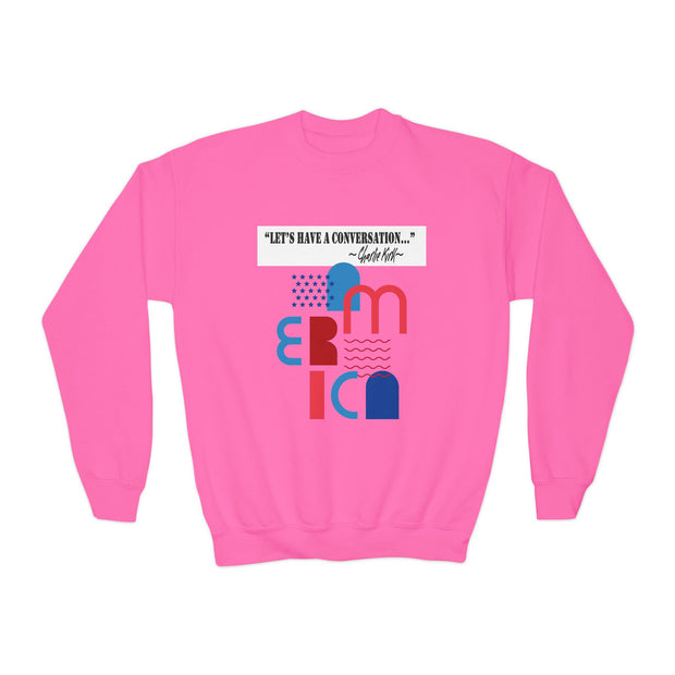 Charlie Kirk- Let's have a conversation-Youth Crewneck Sweatshirt