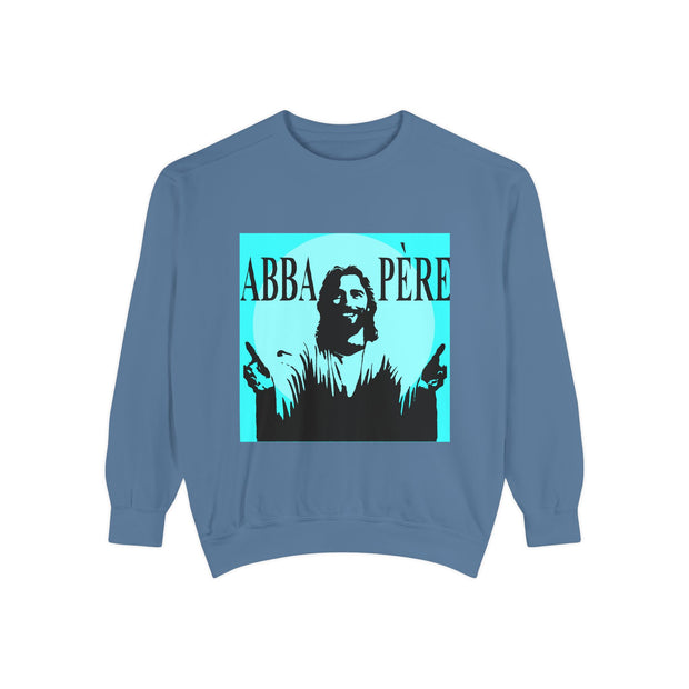 Retro Garment-Dyed Sweatshirt with 'Abba Père' Design