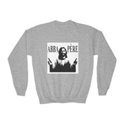Back to school,Youth Crewneck Sweatshirt with 'ABBA PÈRE' and GOD Design