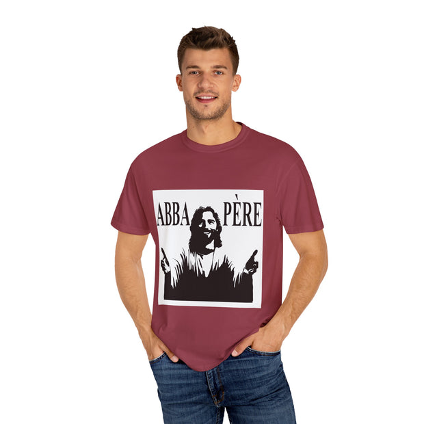 Unisex Garment-Dyed T-shirt with Abba Père Atom Inspired Graphic